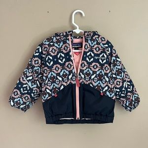 Patagonia Baby Snow Pile Insulated Jacket Removable Hood Size 2T Pink & Navy